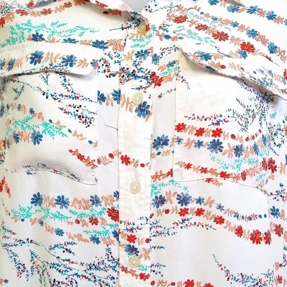 Lucky Brand Floral Button-Up Shirt Long Sleeve Two Pocket Size S - Picture 3 of 5